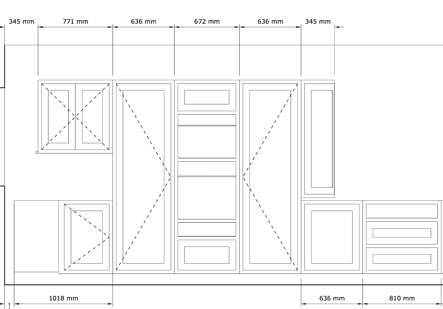 Belvedere Parade — technical elevation drawing with dimensions